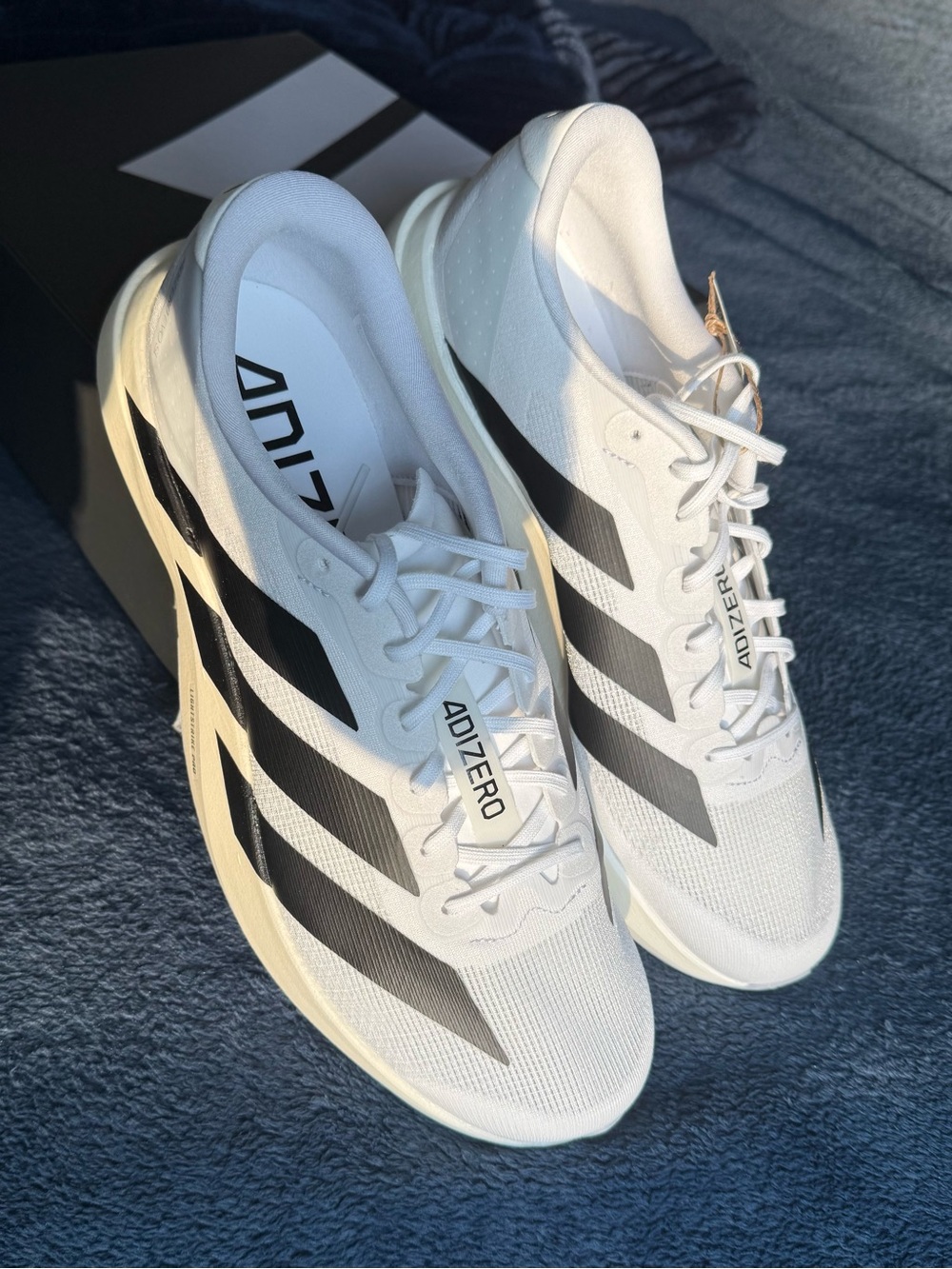 NIB adidas Adizero EVO SL Men’s 12.5 White Black Running Shoes JH6206